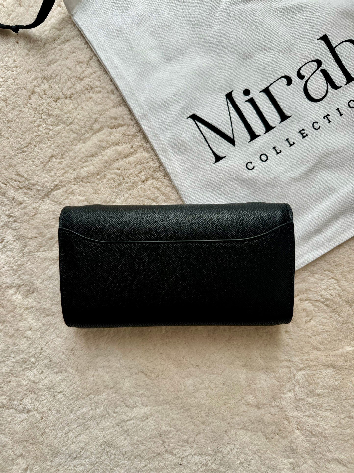 PORTEFEUILLE NOIR BOUCLE ARGENT CUIR RIGIDE - pochette