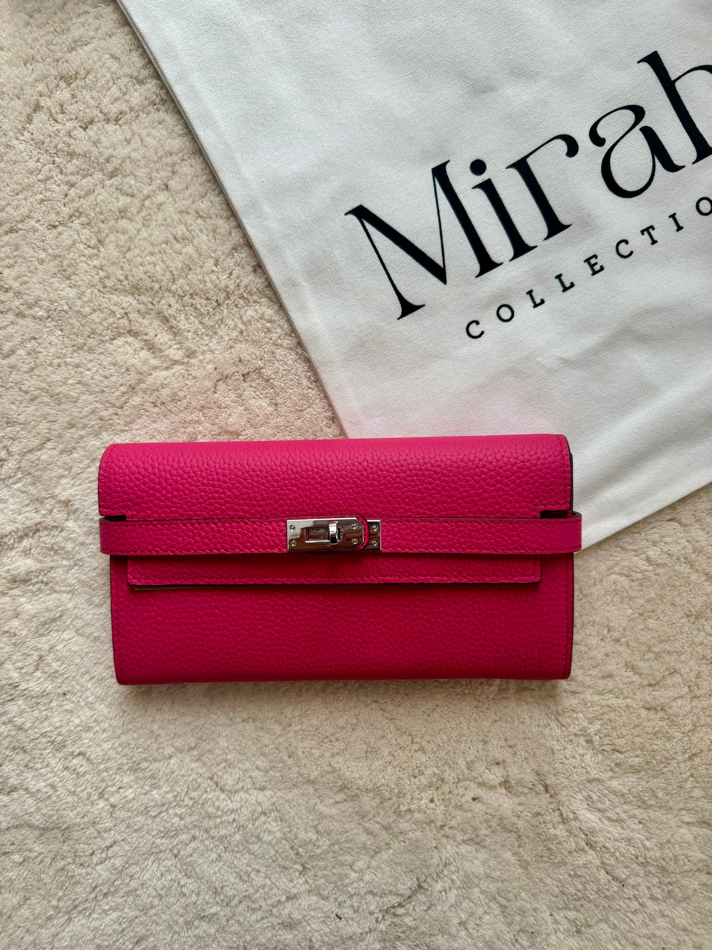 PORTEFEUILLE ROSE FUSHIA ARGENT CUIR SOUPLE