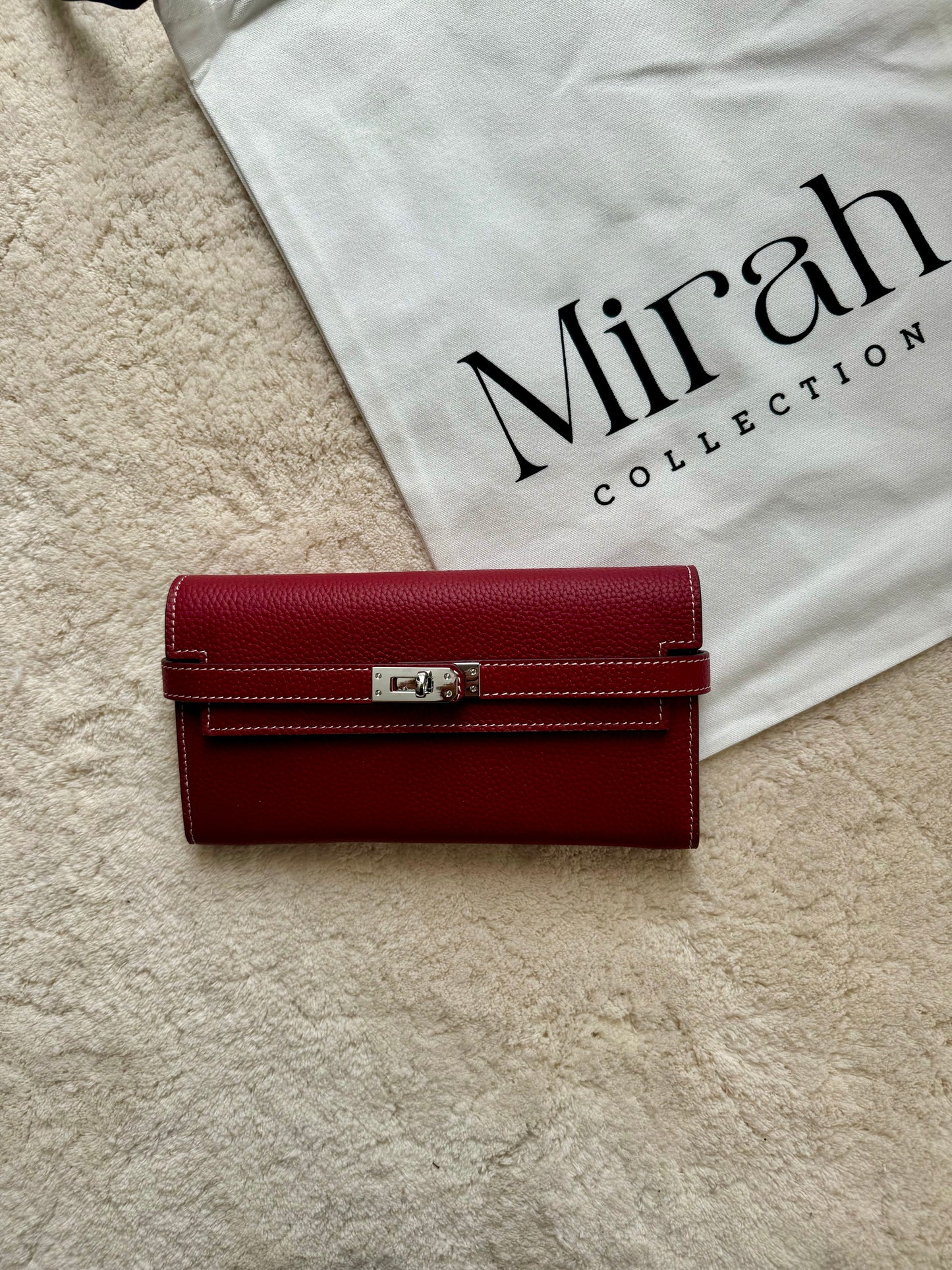 PORTEFEUILLE VIEUX ROUGE ARGENT CUIR SOUPLE