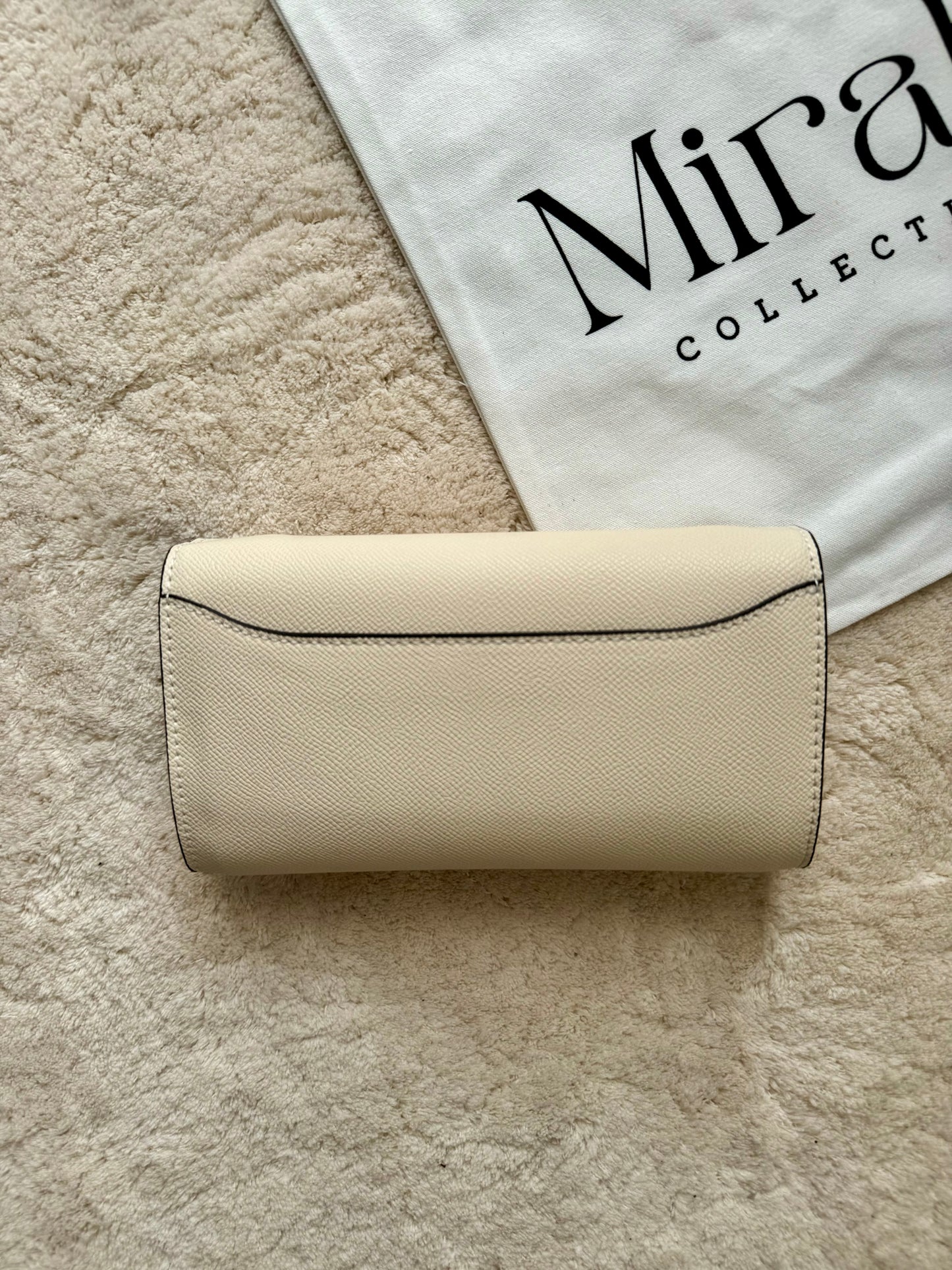 PORTEFEUILLE CRÈME CLAIR BOUCLE ARGENT CUIR RIGIDE - pochette