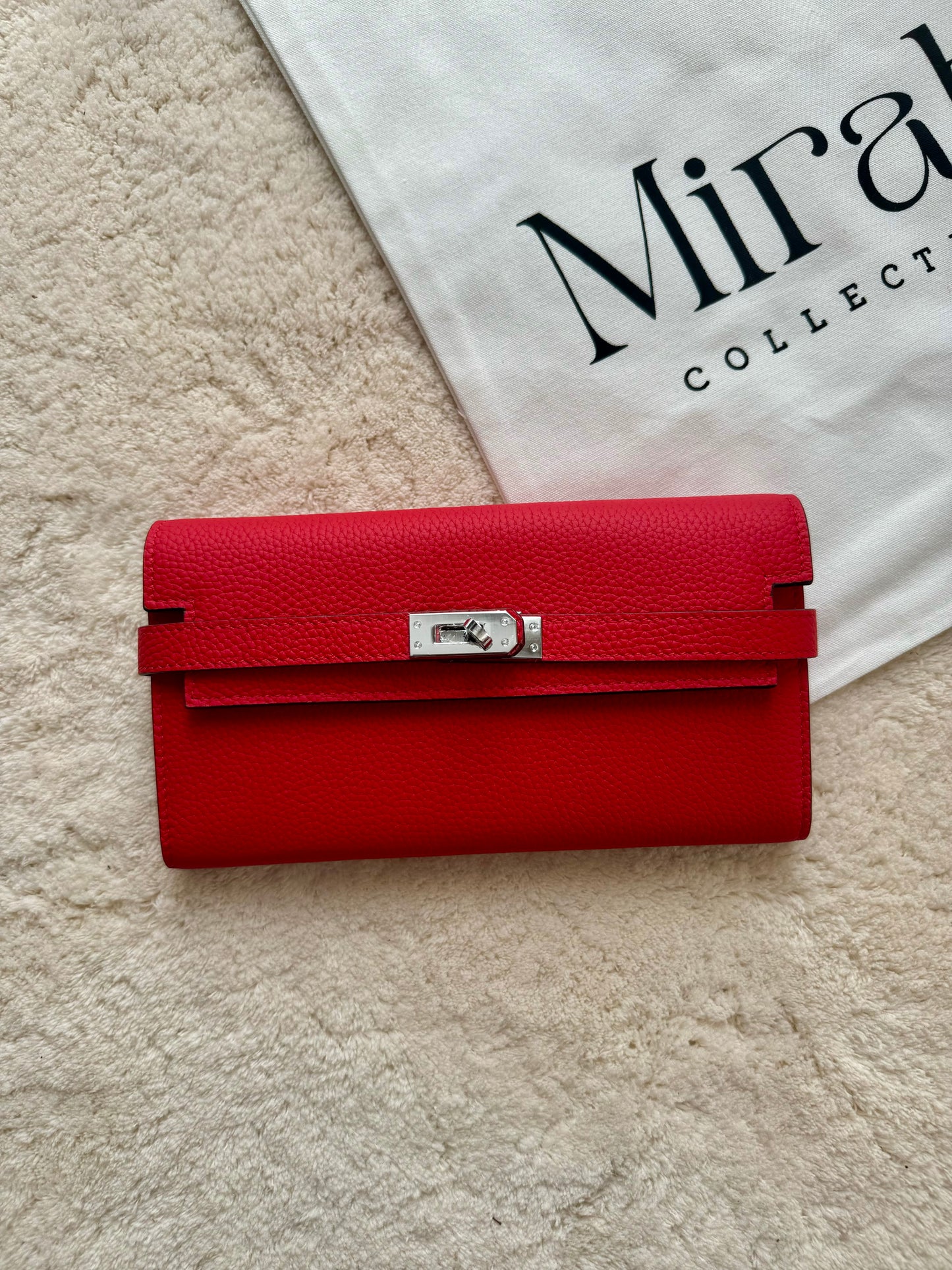 PORTEFEUILLE ROUGE ARGENT CUIR SOUPLE