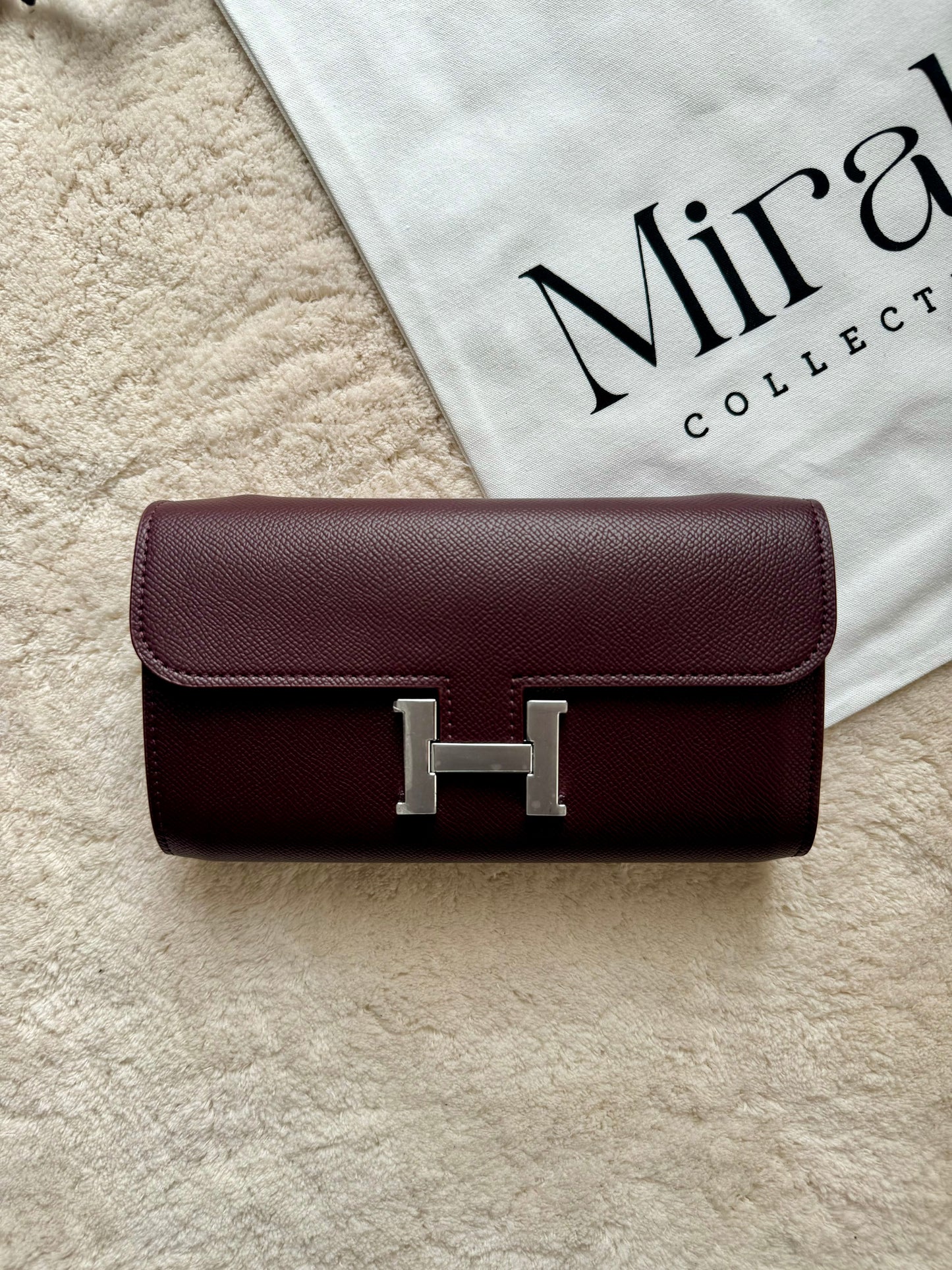 PORTEFEUILLE BORDEAUX FONCÉ CLAIR BOUCLE ARGENT CUIR RIGIDE - pochette