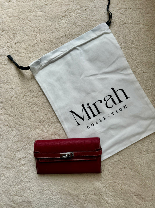 PORTEFEUILLE VIEUX ROUGE ARGENT CUIR SOUPLE