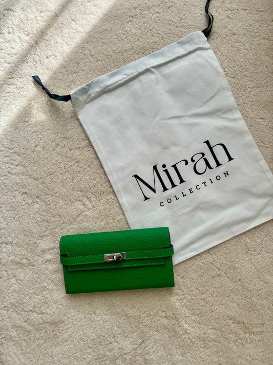 PORTEFEUILLE VERT BRÉSIL ARGENT CUIR SOUPLE