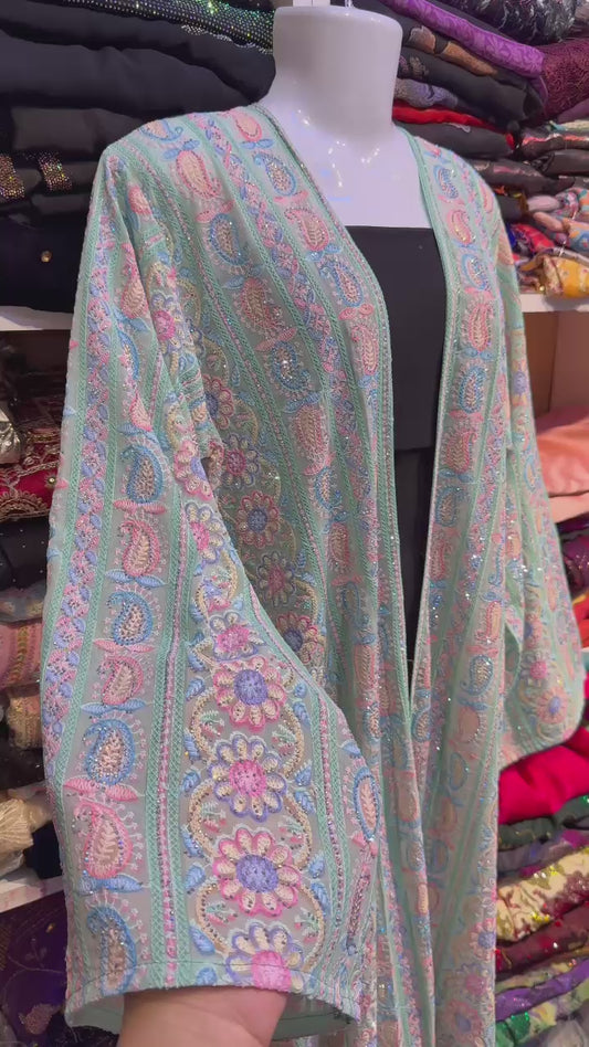 ABBAYA KIMONO DUBAI VERT TURQUOISE STRASS